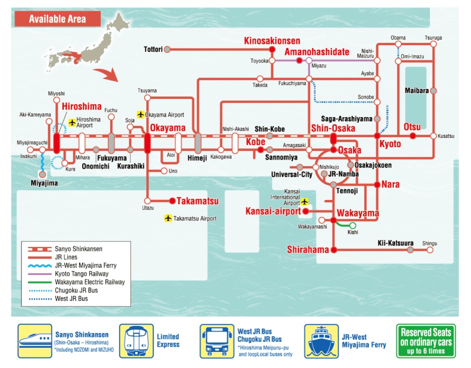 Kansai Hiroshima Area Pass WAmazing